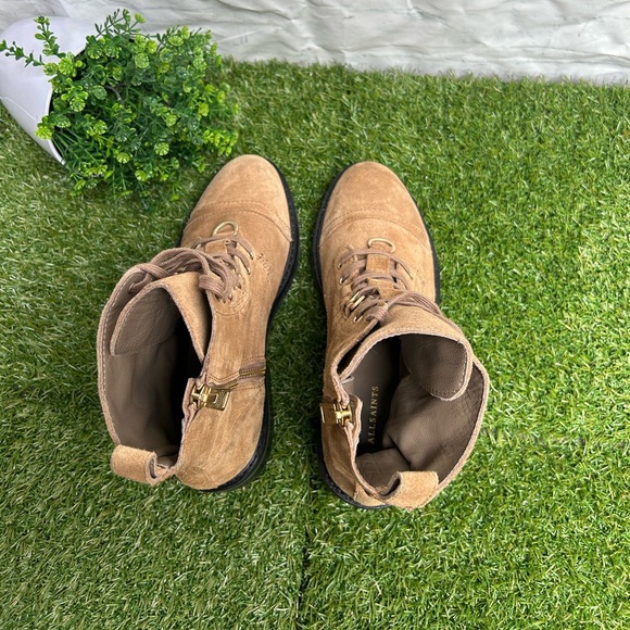 ALLSAINTS tan Suede combat boots US size 7 / 37 - Picture 14 of 16